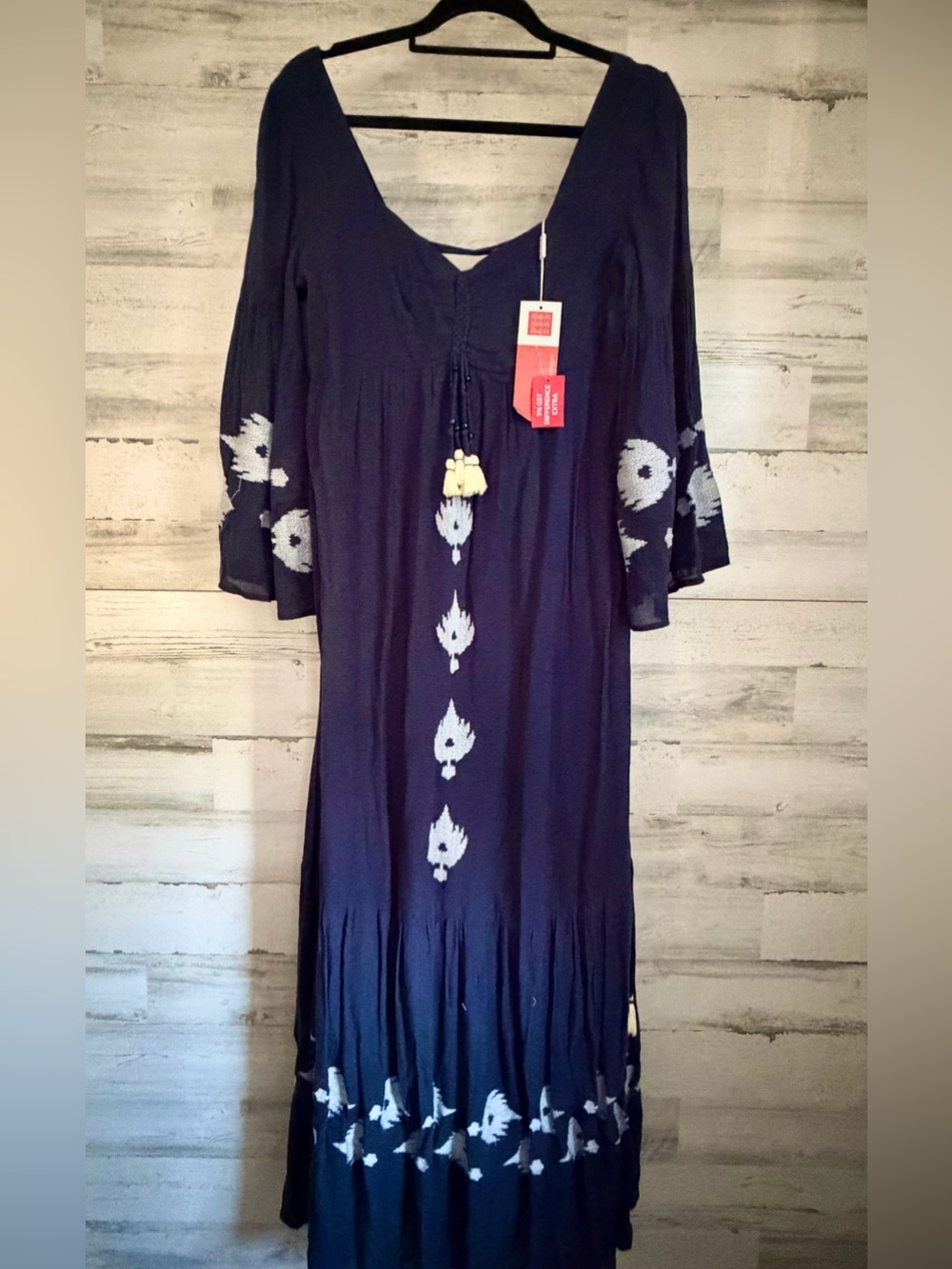 Ritu Kumar Navy Blue Maxi Dress with White Ikat Motifs